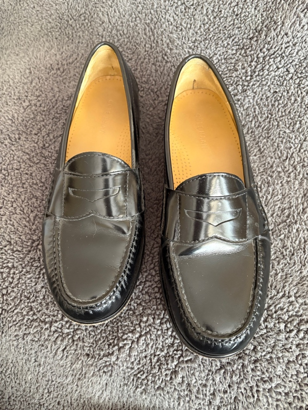 Cole Haan Black Leather Penny Loafers